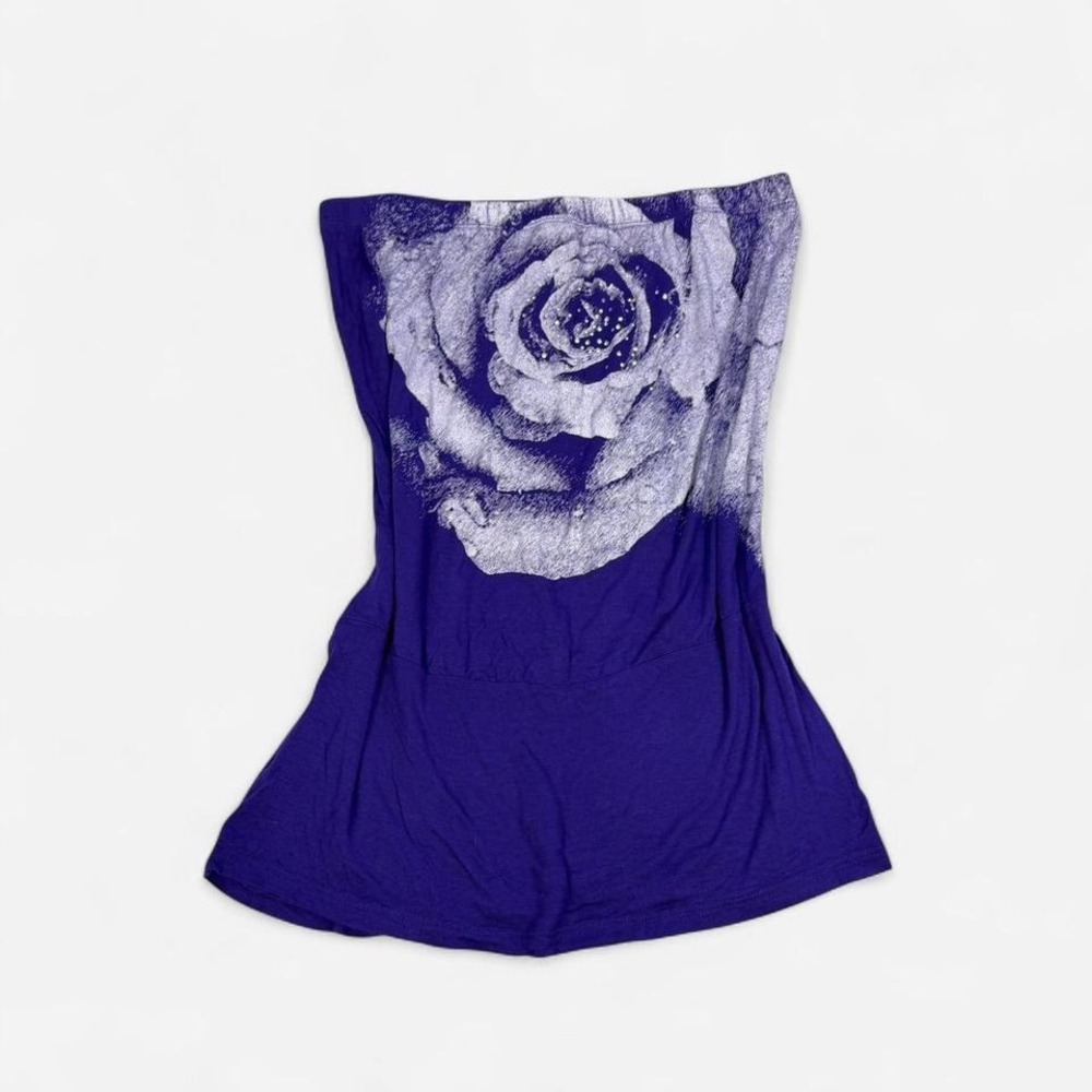 Vintage y2k Wet Seal purple floral print tube top